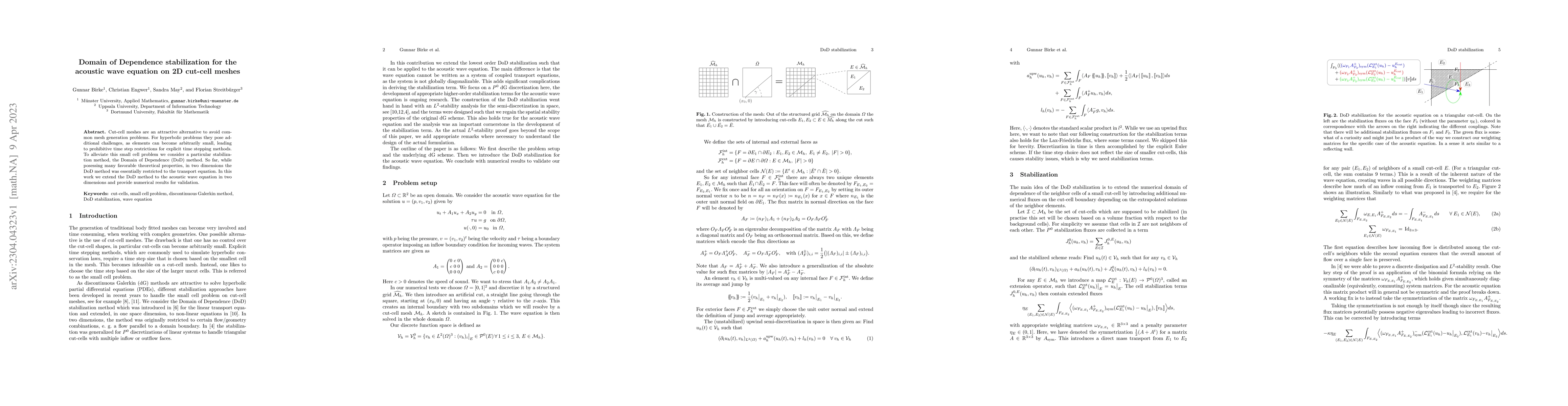 Thumbnail for Domain of Dependence stabilization for the acoustic wave equation on 2D
  cut-cell meshes