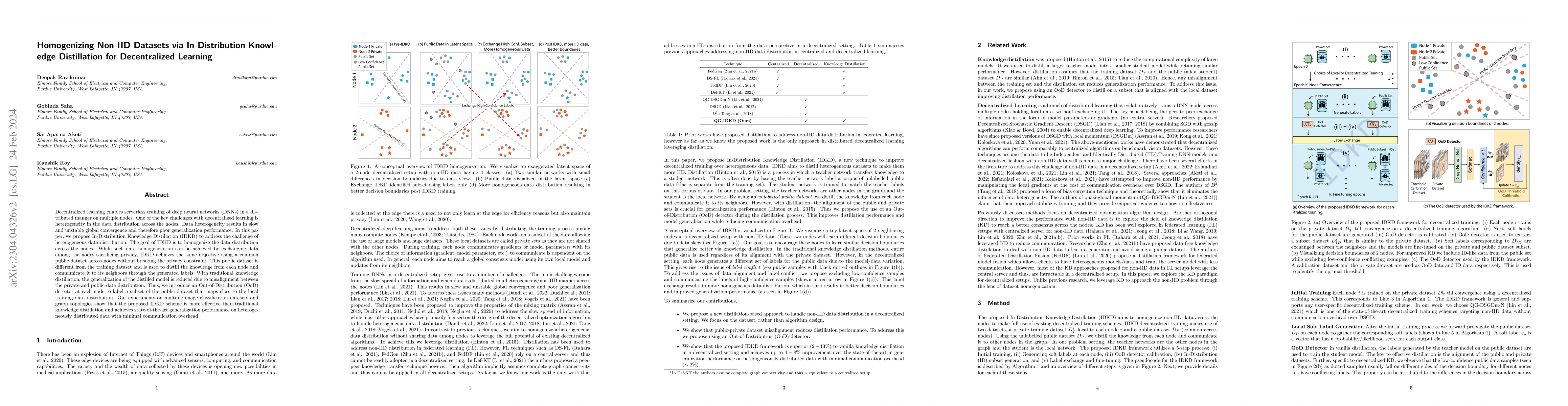 Thumbnail for Homogenizing Non-IID datasets via In-Distribution Knowledge Distillation
  for Decentralized Learning