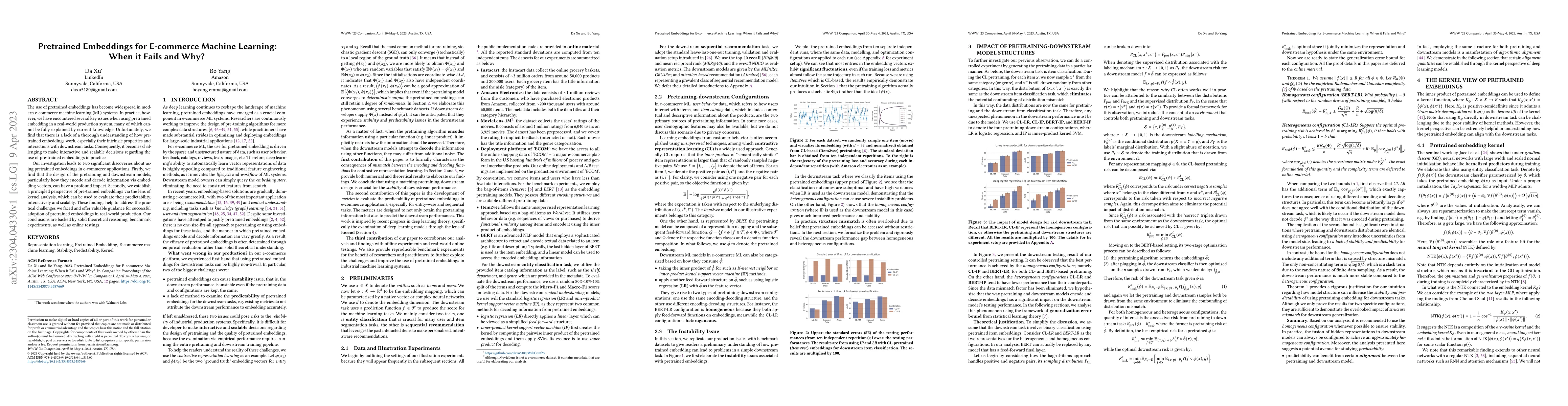 Thumbnail for Pretrained Embeddings for E-commerce Machine Learning: When it Fails and
  Why?