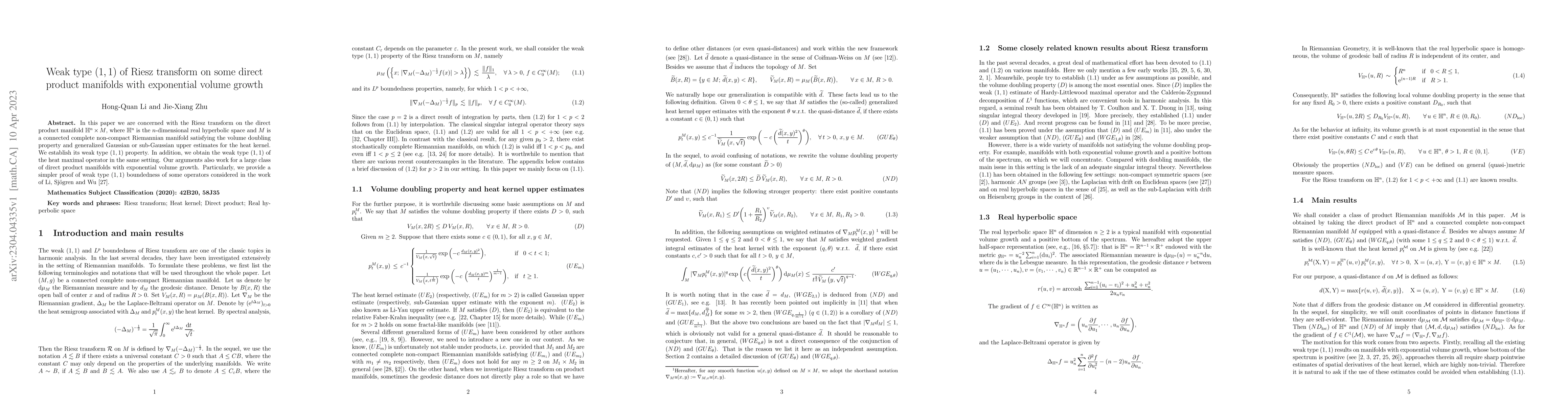 Thumbnail for Weak type $(1, 1)$ of Riesz transform on some direct product manifolds
  with exponential volume growth