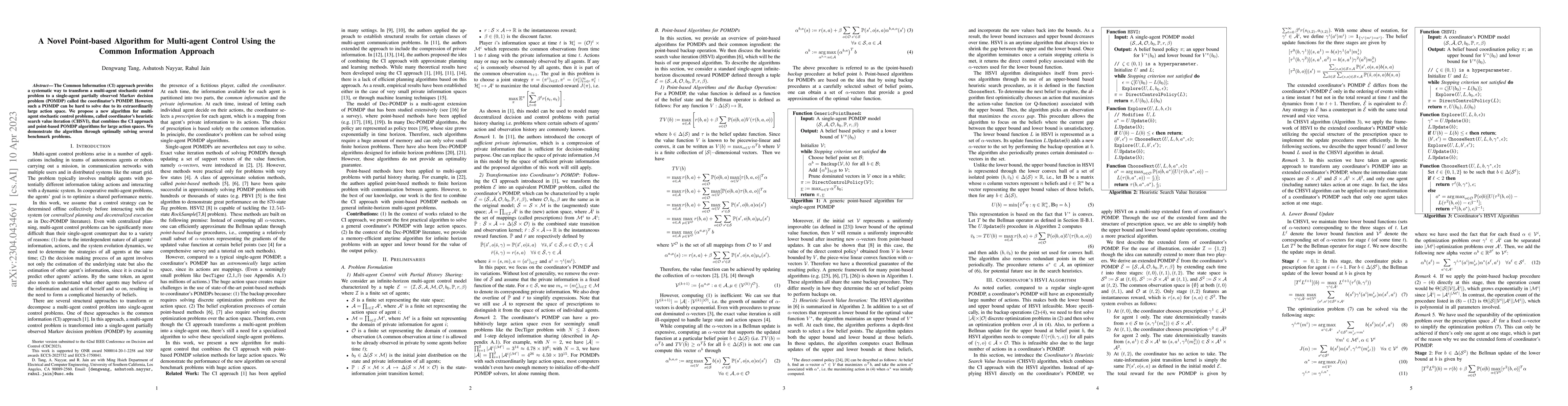 Thumbnail for A Novel Point-based Algorithm for Multi-agent Control Using the Common
  Information Approach