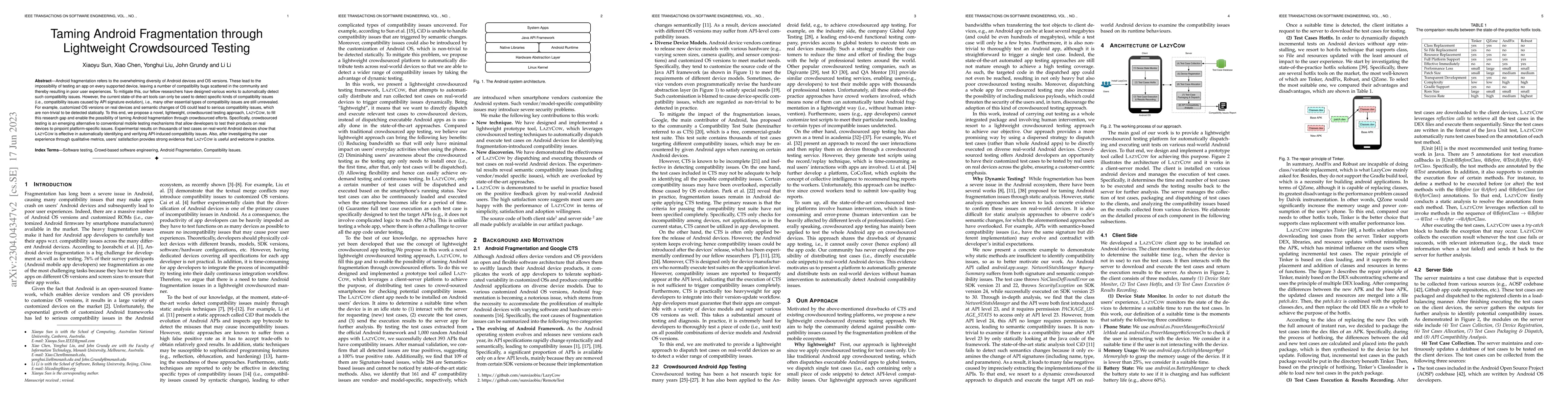 Thumbnail for Taming Android Fragmentation through Lightweight Crowdsourced Testing