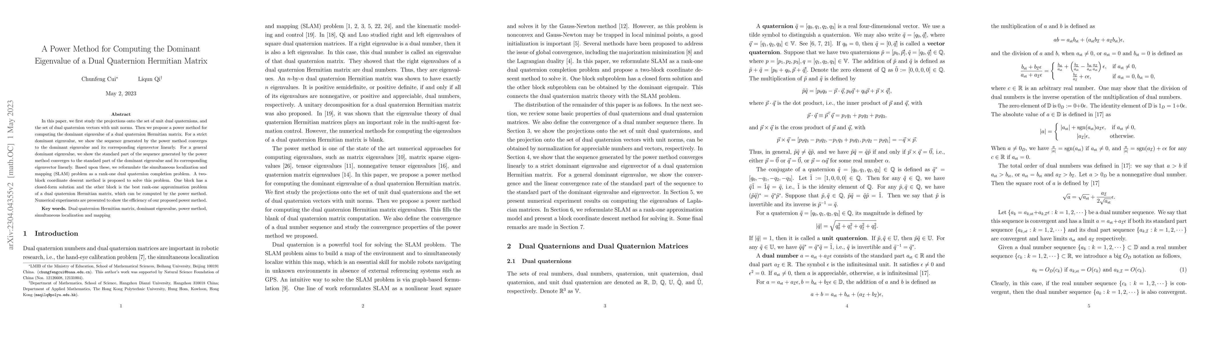 Thumbnail for A Power Method for Computing the Dominant Eigenvalue of a Dual
  Quaternion Hermitian Matrix