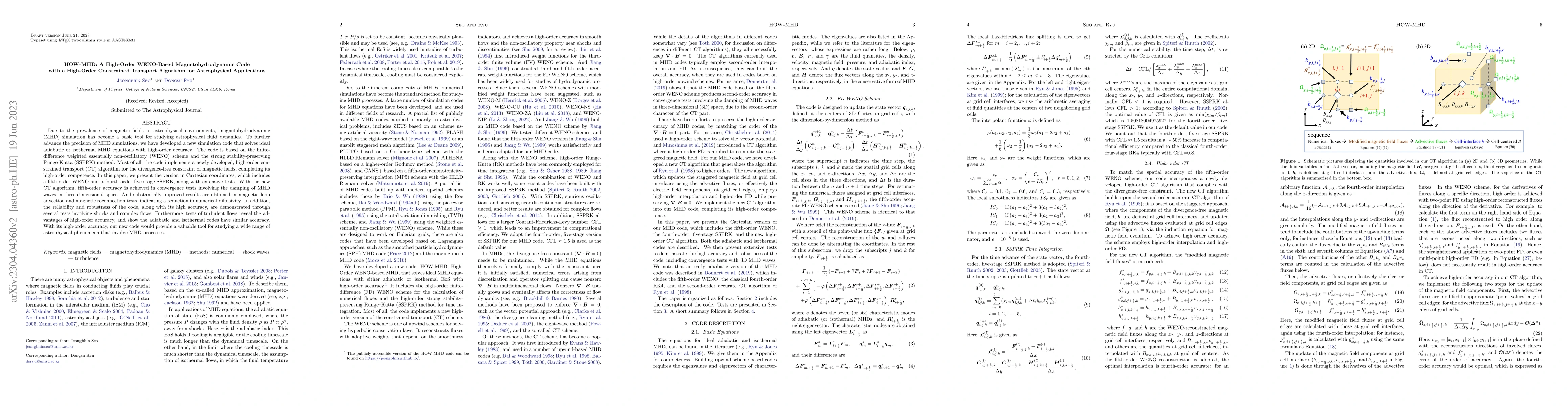Thumbnail for HOW-MHD: A High-Order WENO-Based Magnetohydrodynamic Code with a
  High-Order Constrained Transport Algorithm for Astrophysical Applications