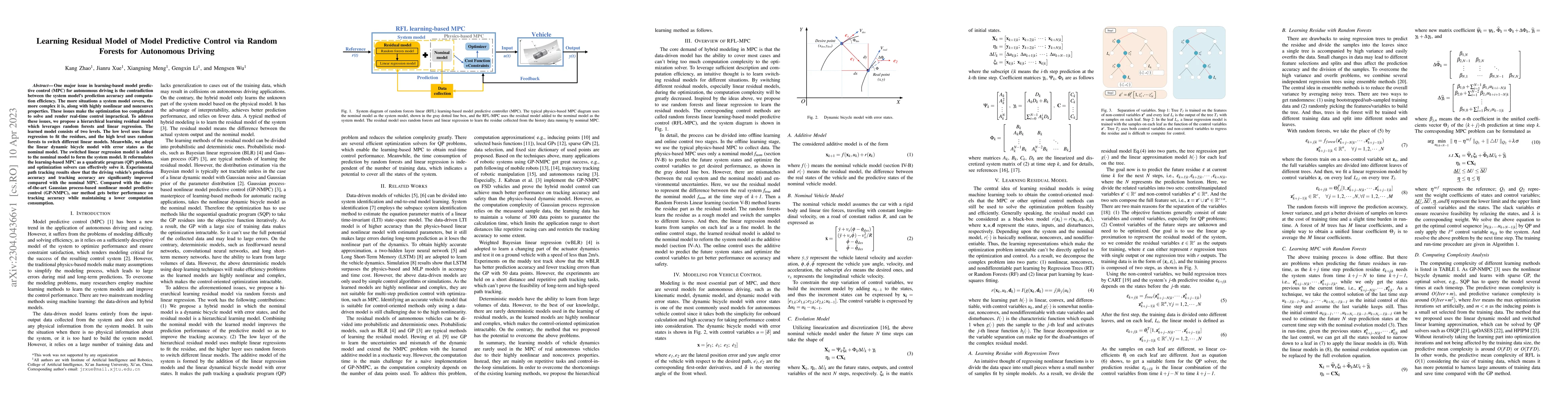 Thumbnail for Learning Residual Model of Model Predictive Control via Random Forests
  for Autonomous Driving
