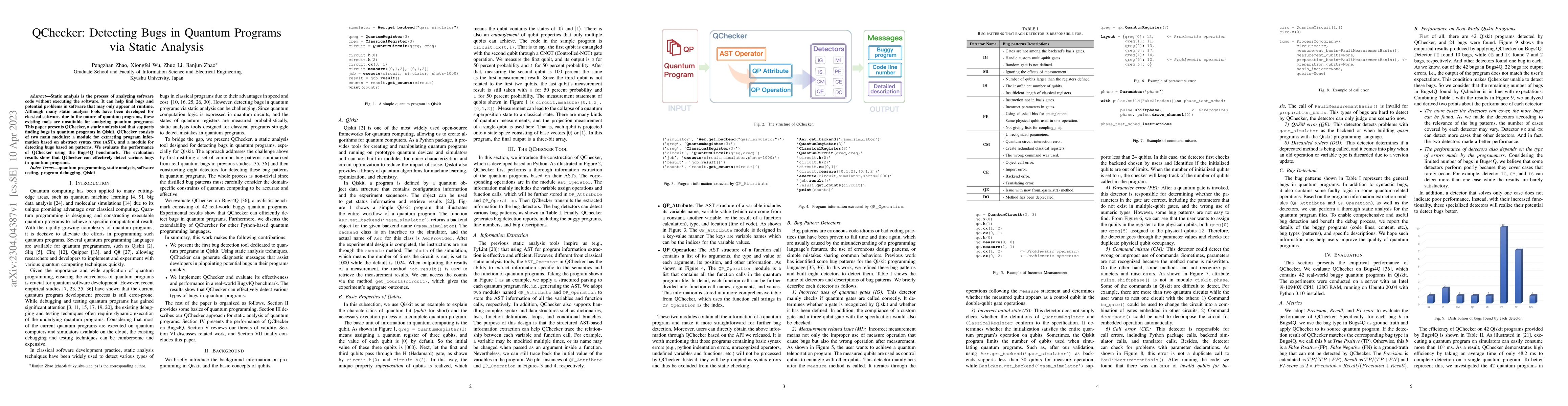 Thumbnail for QChecker: Detecting Bugs in Quantum Programs via Static Analysis