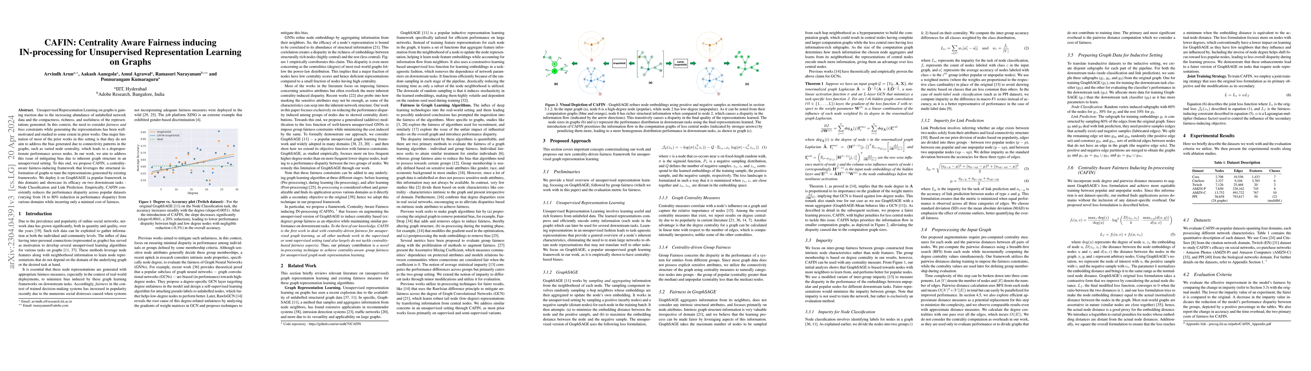 Thumbnail for CAFIN: Centrality Aware Fairness inducing IN-processing for Unsupervised
  Representation Learning on Graphs