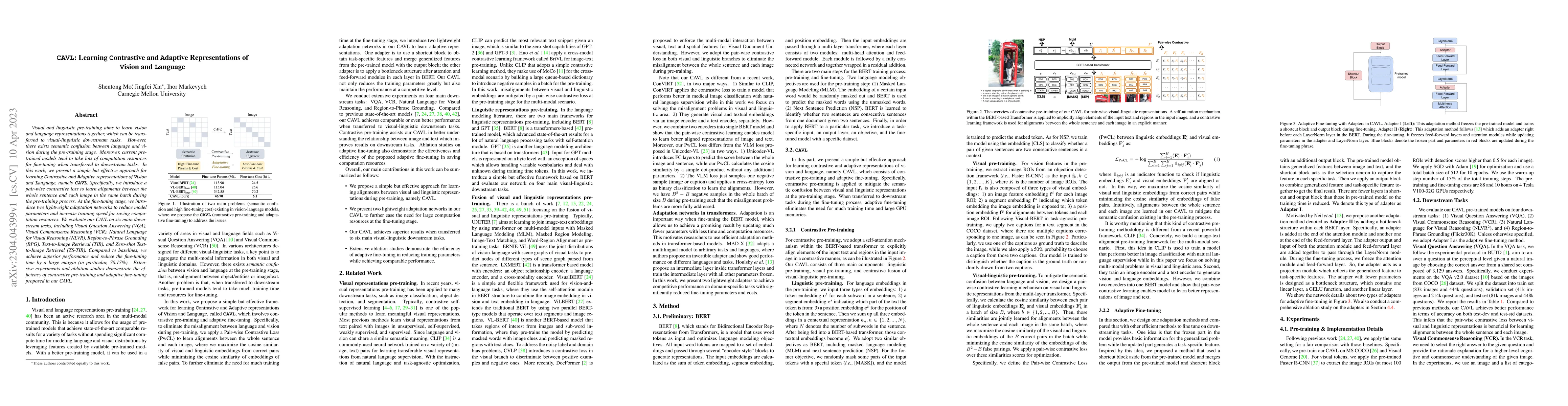 Thumbnail for CAVL: Learning Contrastive and Adaptive Representations of Vision and
  Language