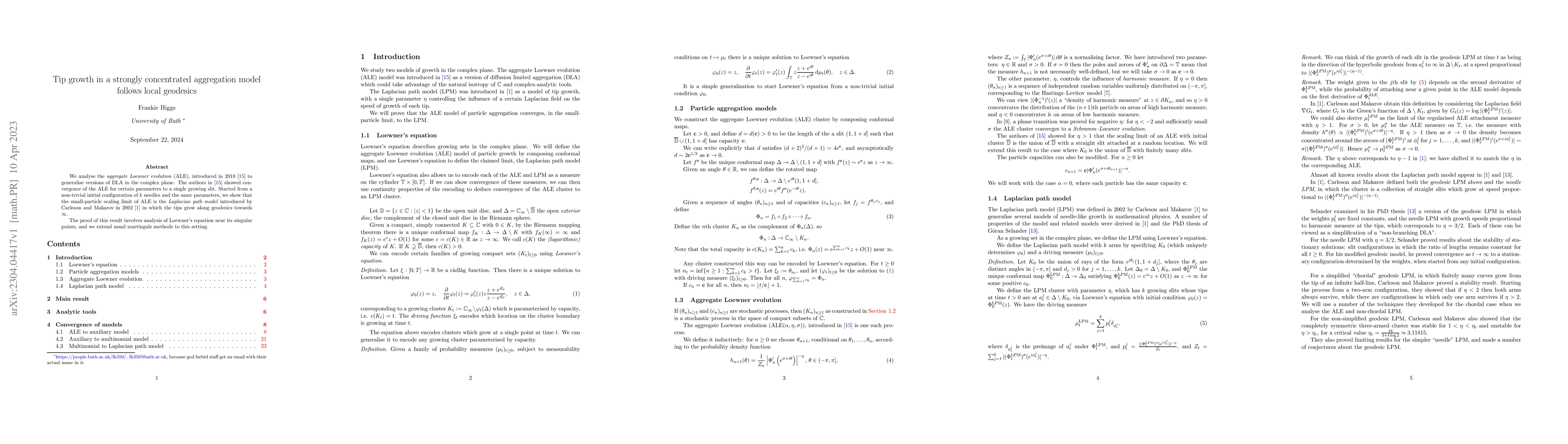 Thumbnail for Tip growth in a strongly concentrated aggregation model follows local
  geodesics