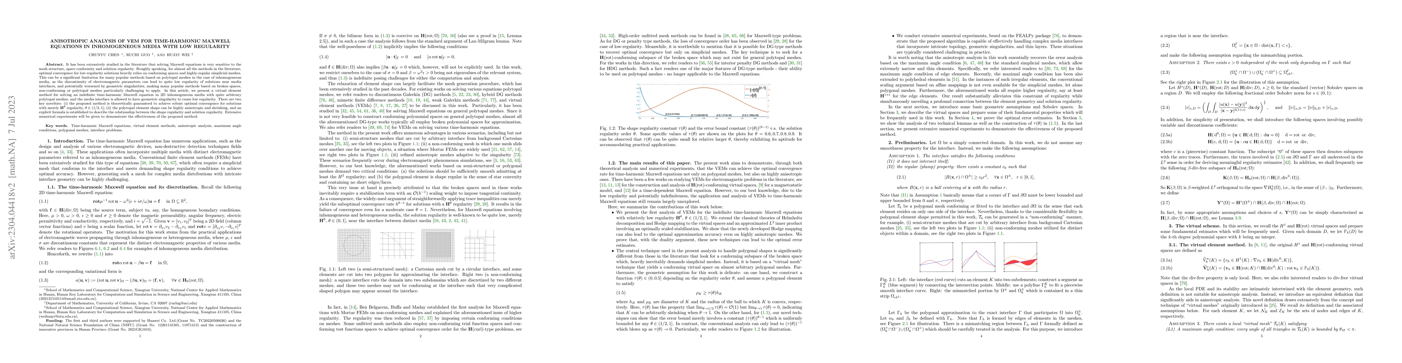 Thumbnail for Anisotropic analysis of VEM for time-harmonic Maxwell equations in
  inhomogeneous media with low regularity