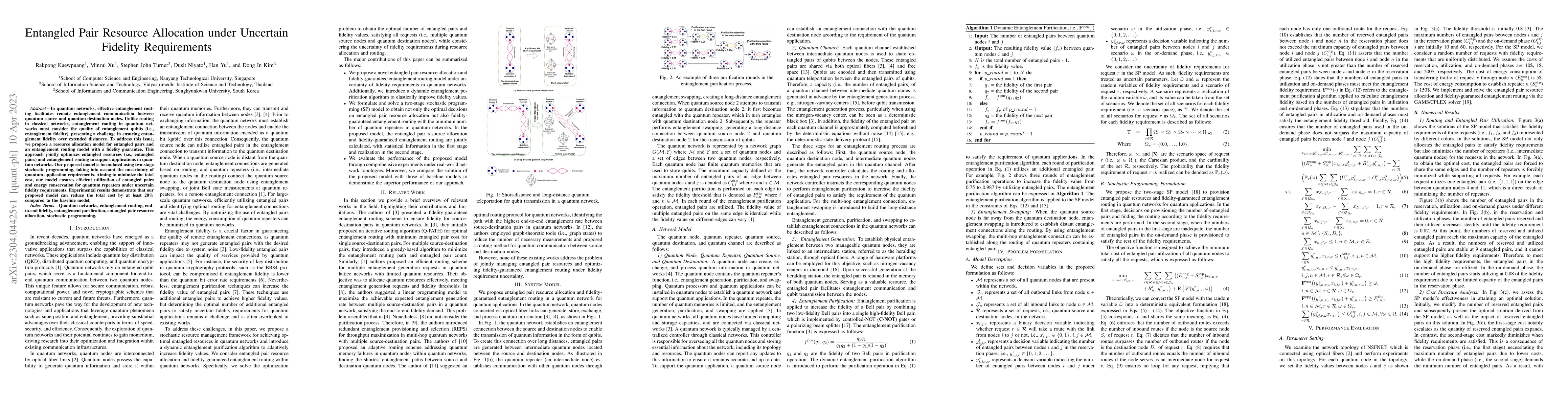 Thumbnail for Entangled Pair Resource Allocation under Uncertain Fidelity Requirements