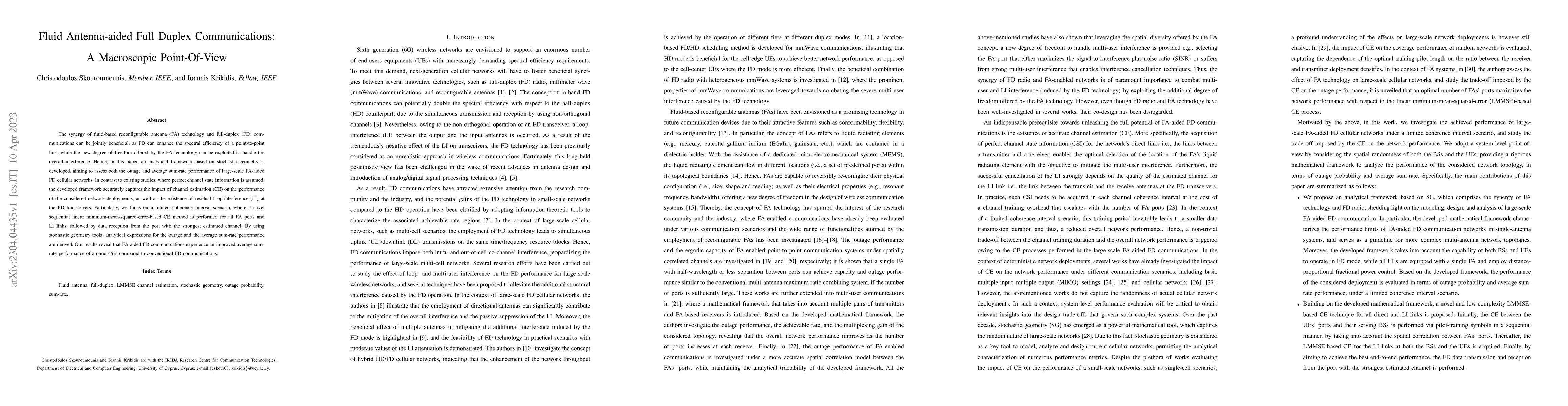 Thumbnail for Fluid Antenna-aided Full Duplex Communications: A Macroscopic
  Point-Of-View