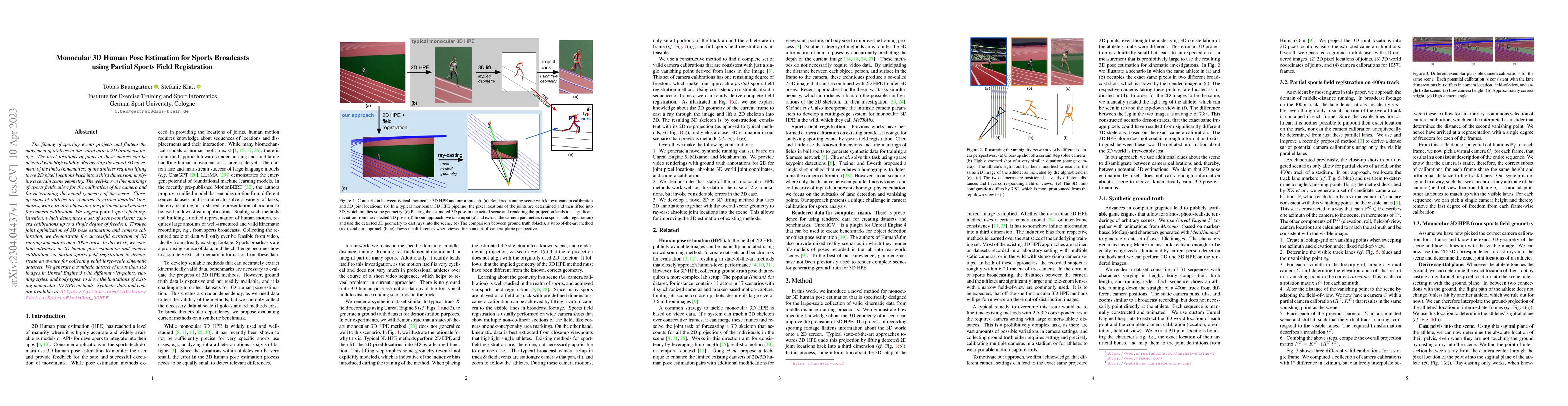 Thumbnail for Monocular 3D Human Pose Estimation for Sports Broadcasts using Partial
  Sports Field Registration