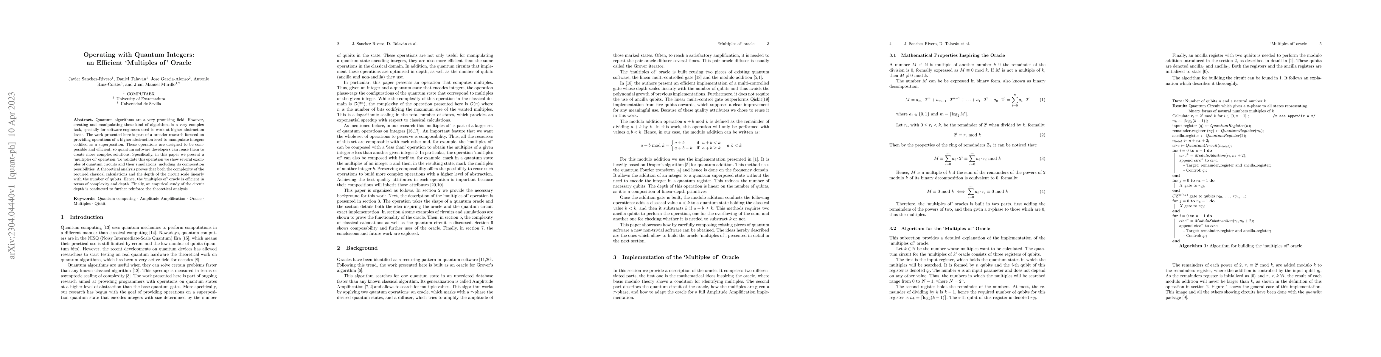 Thumbnail for Operating with Quantum Integers: an Efficient 'Multiples of' Oracle