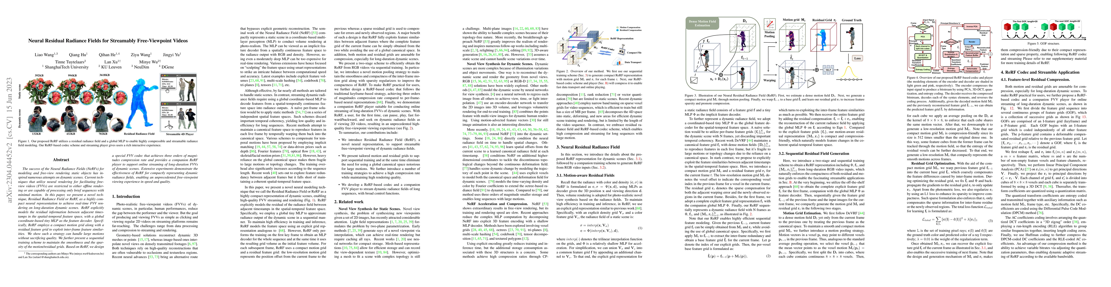 Thumbnail for Neural Residual Radiance Fields for Streamably Free-Viewpoint Videos