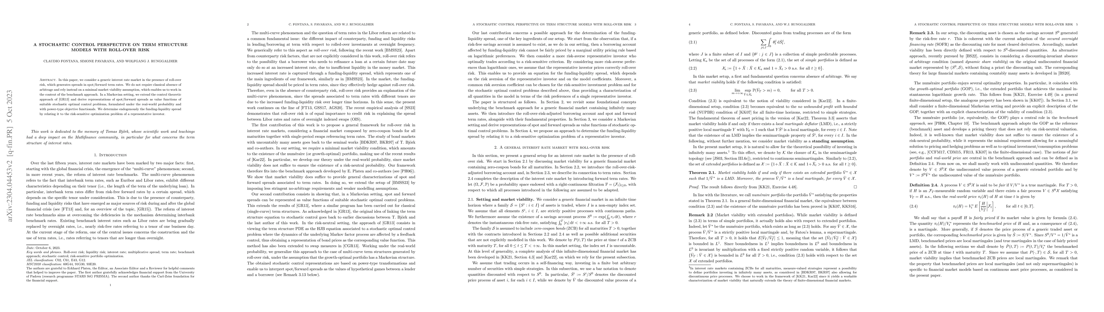 Thumbnail for A stochastic control perspective on term structure models with roll-over
  risk