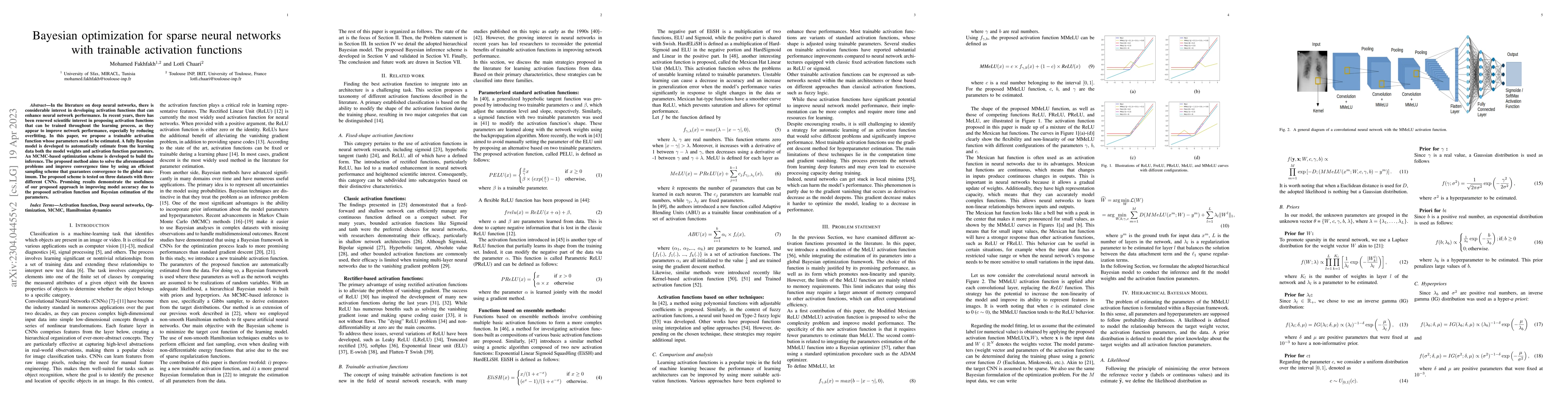 Thumbnail for Bayesian optimization for sparse neural networks with trainable
  activation functions