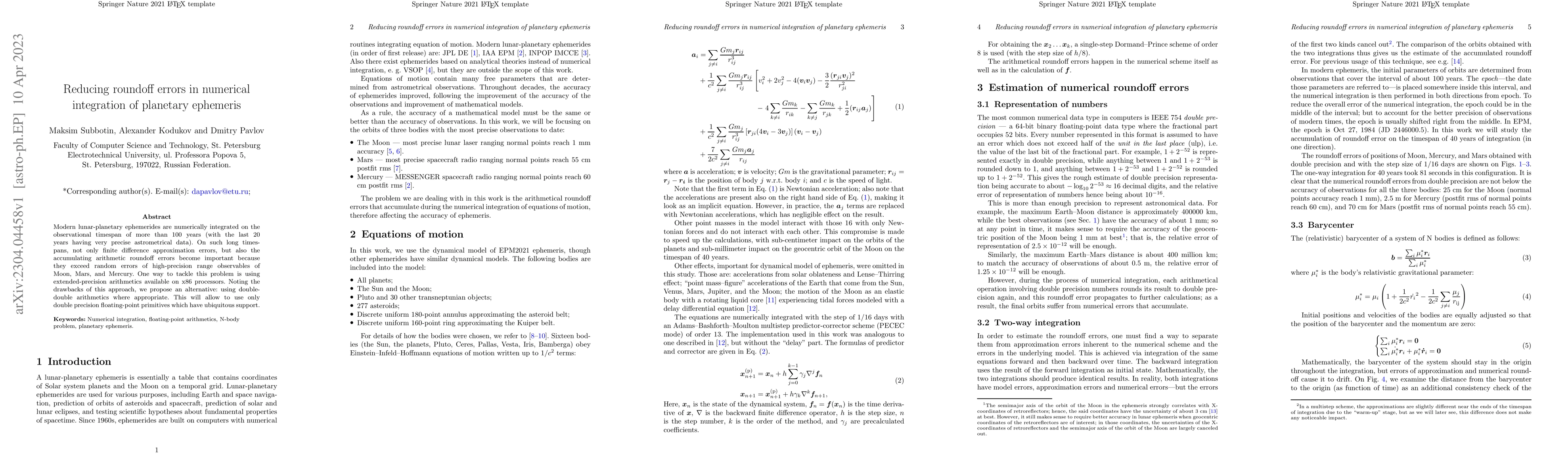 Thumbnail for Reducing roundoff errors in numerical integration of planetary ephemeris