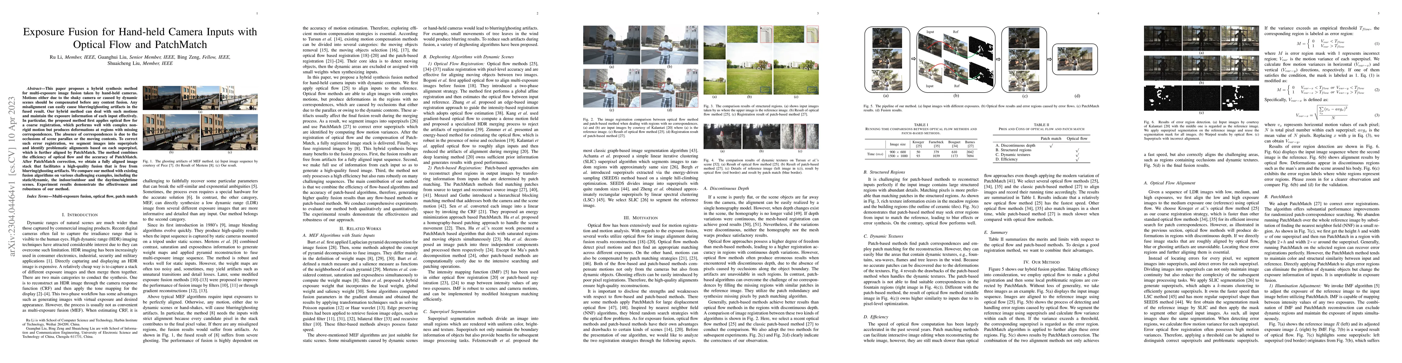 Thumbnail for Exposure Fusion for Hand-held Camera Inputs with Optical Flow and
  PatchMatch
