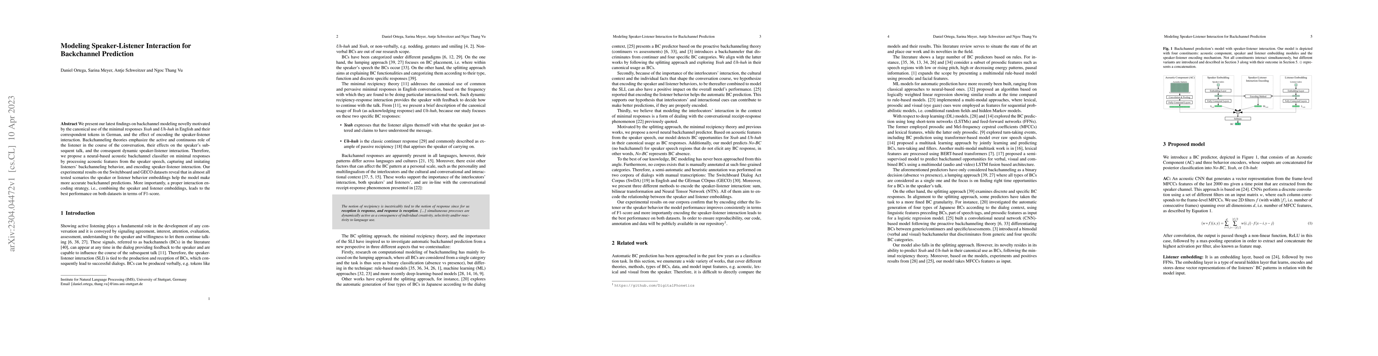Thumbnail for Modeling Speaker-Listener Interaction for Backchannel Prediction