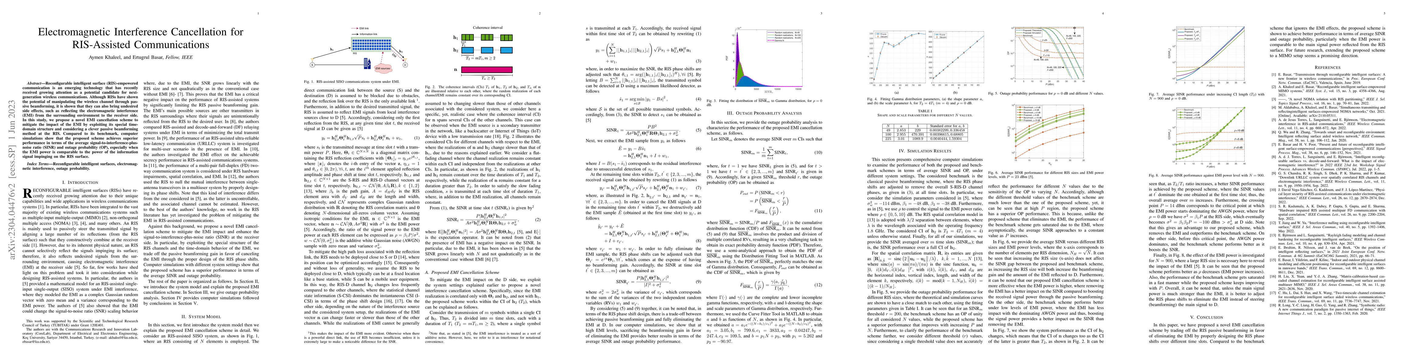 Thumbnail for Electromagnetic Interference Cancellation for RIS-Assisted
  Communications