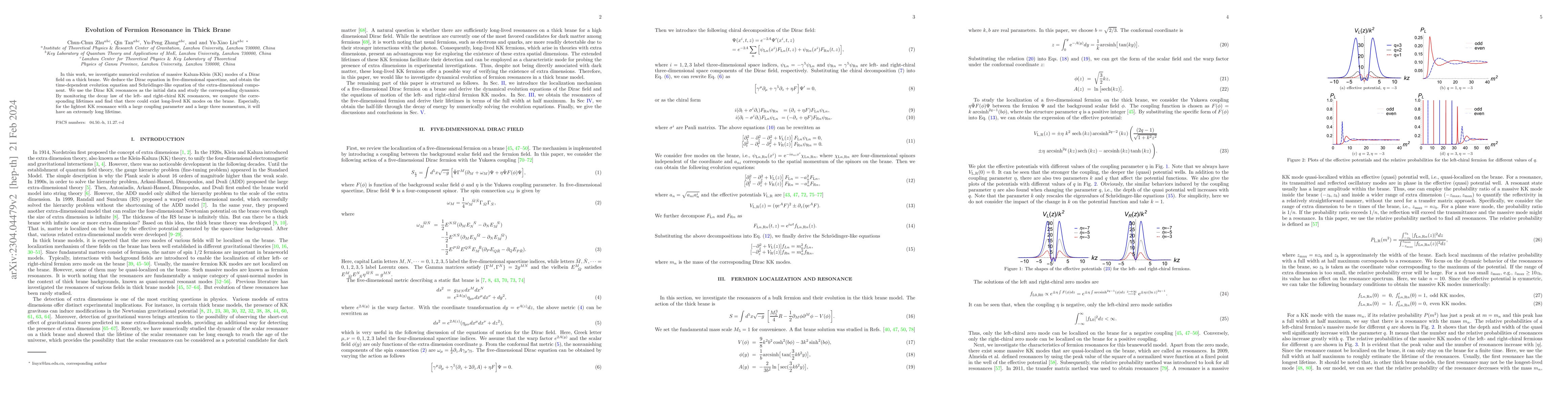 Thumbnail for Evolution of Fermion Resonance in Thick Brane