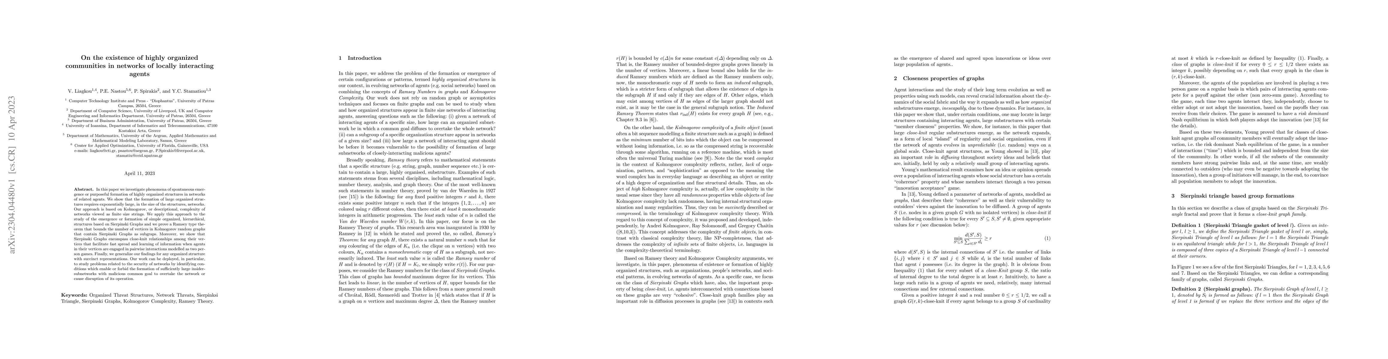 Thumbnail for On the existence of highly organized communities in networks of locally
  interacting agents