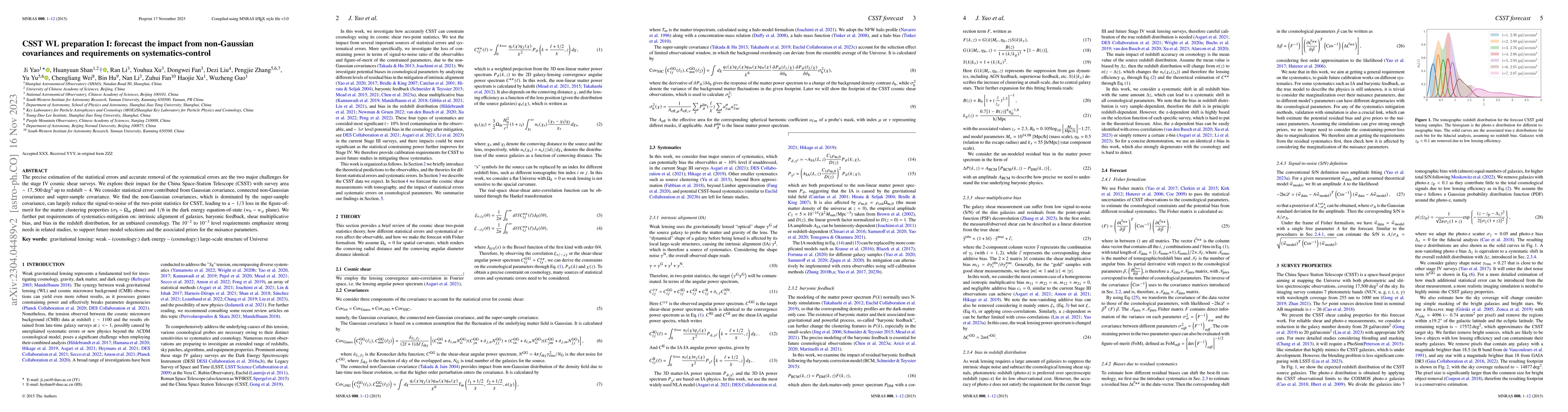 Thumbnail for CSST WL preparation I: forecast the impact from non-Gaussian covariances
  and requirements on systematics-control