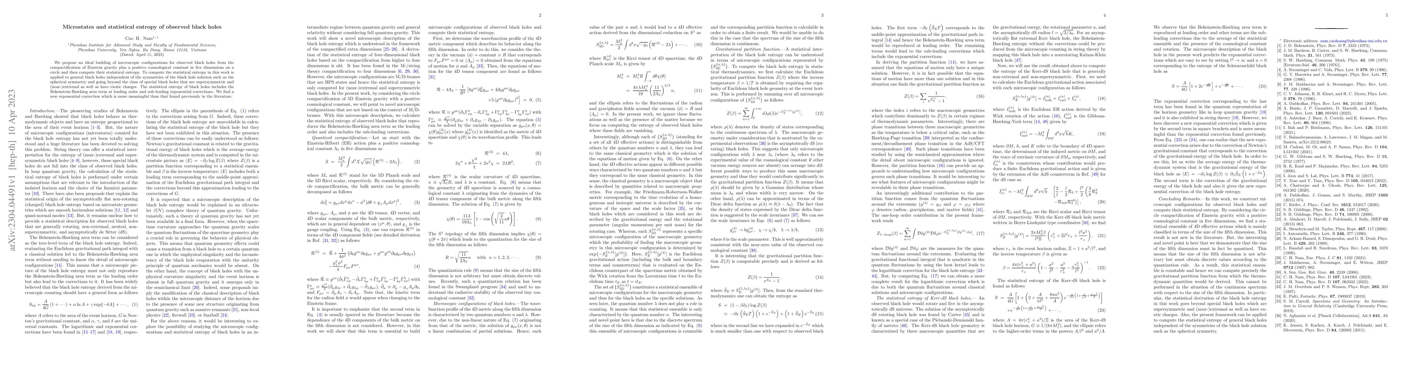 Thumbnail for Microstates and statistical entropy of observed black holes