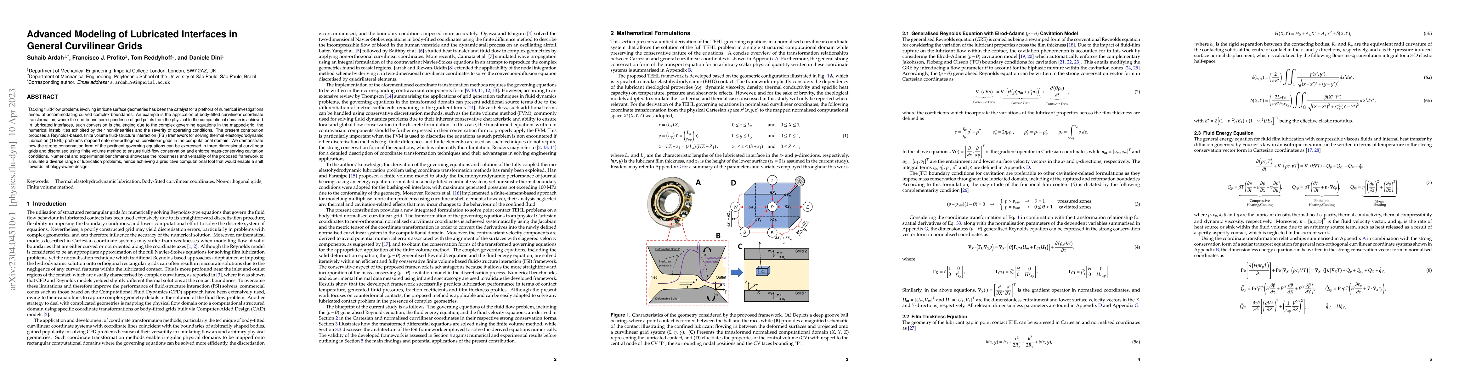 Thumbnail for Advanced Modeling of Lubricated Interfaces in General Curvilinear Grids