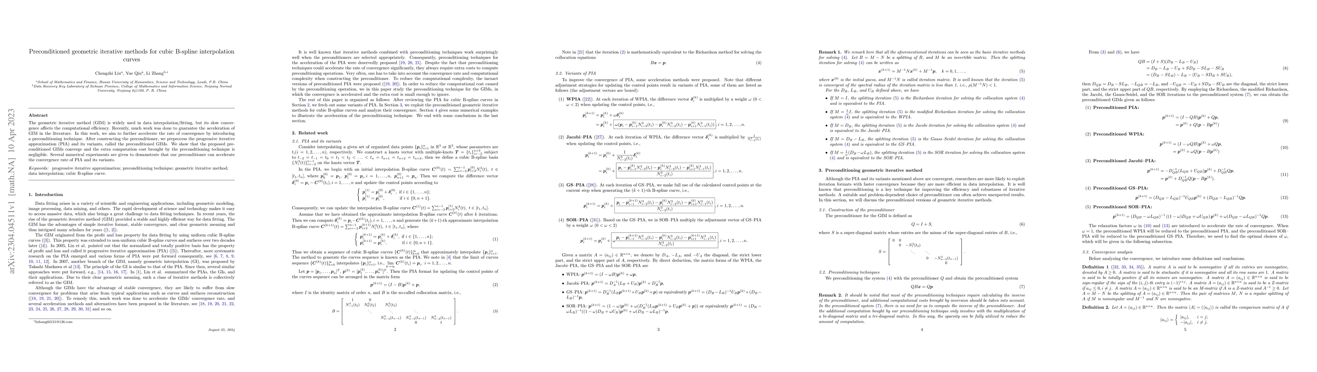 Thumbnail for Preconditioned geometric iterative methods for cubic B-spline
  interpolation curves