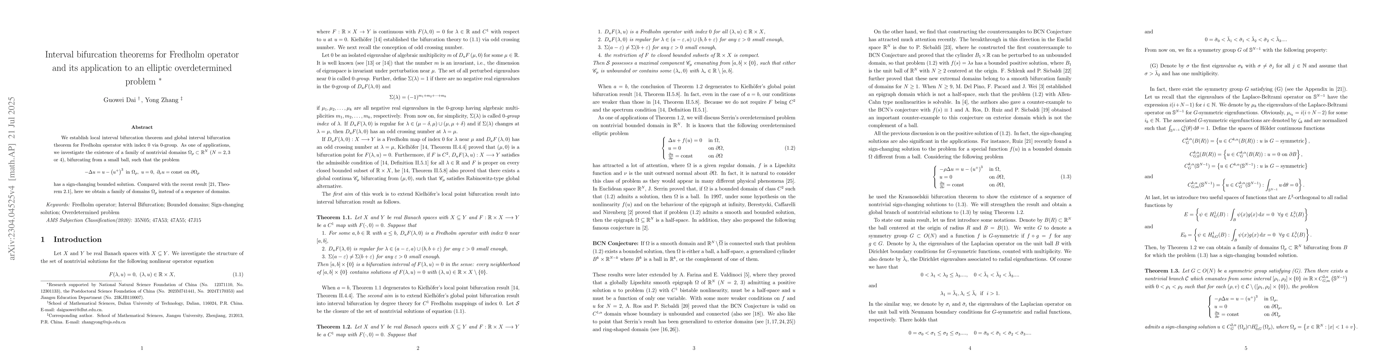 Thumbnail for Bifurcation of sign-changing solutions for an overdetermined boundary
  problem in bounded domains