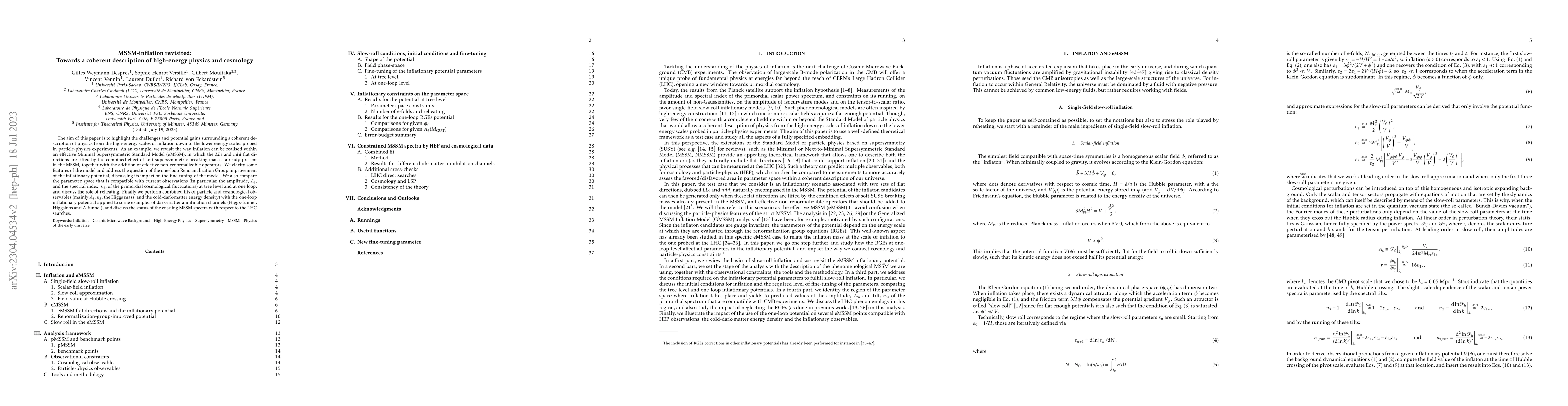 Thumbnail for MSSM-inflation revisited: Towards a coherent description of high-energy
  physics and cosmology