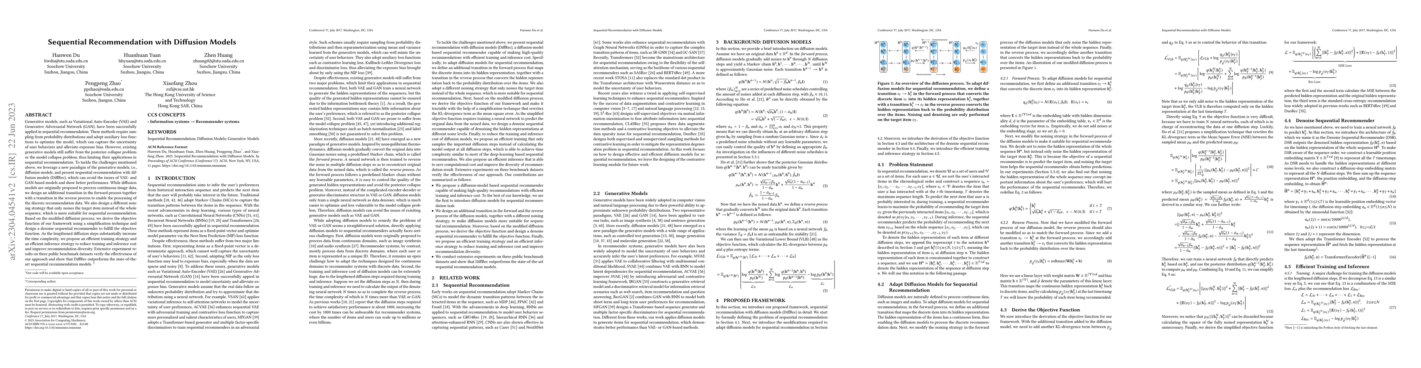Thumbnail for Sequential Recommendation with Diffusion Models