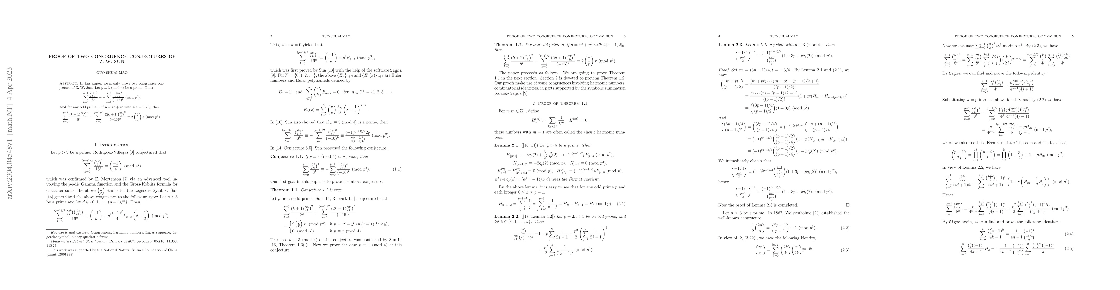 Thumbnail for Proof of two congruence conjectures of Z.-W. Sun