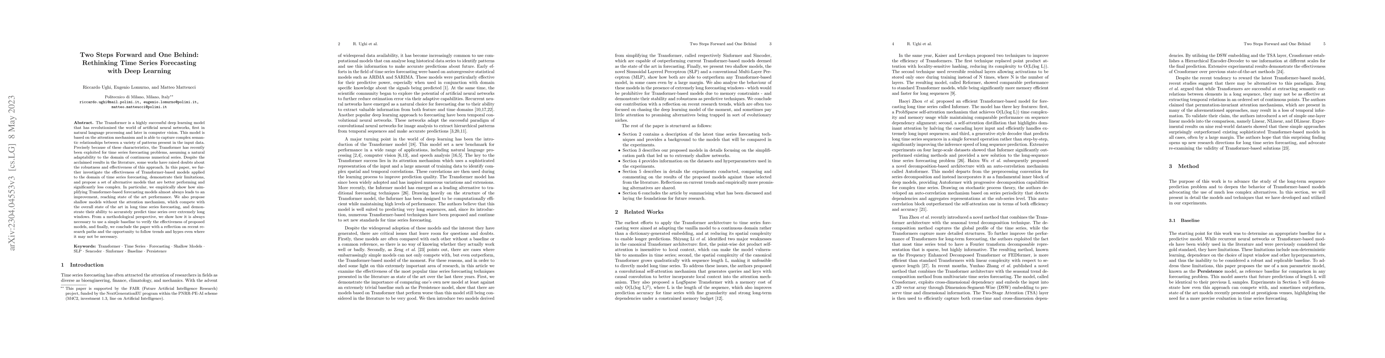 Thumbnail for Two Steps Forward and One Behind: Rethinking Time Series Forecasting
  with Deep Learning