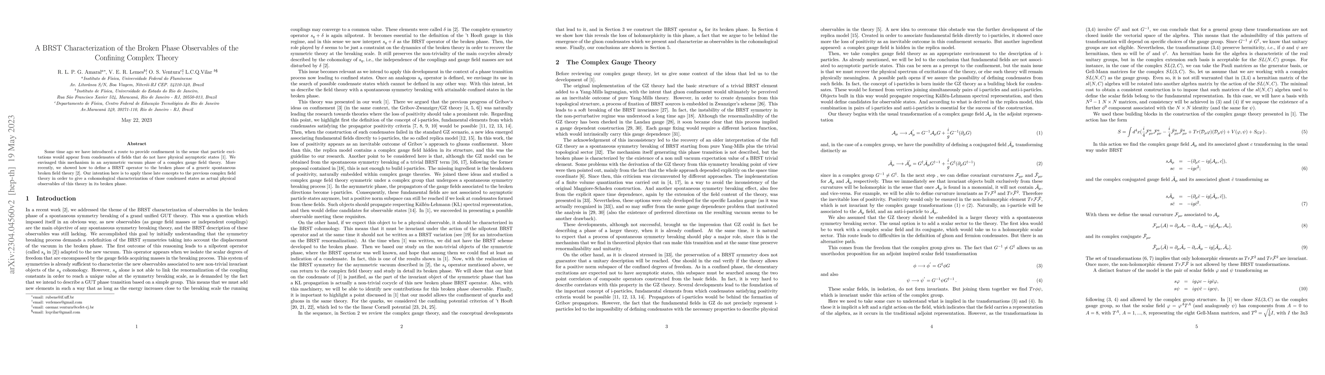 Thumbnail for A BRST Characterization of the Broken Phase Observables of the Confining
  Complex Theory