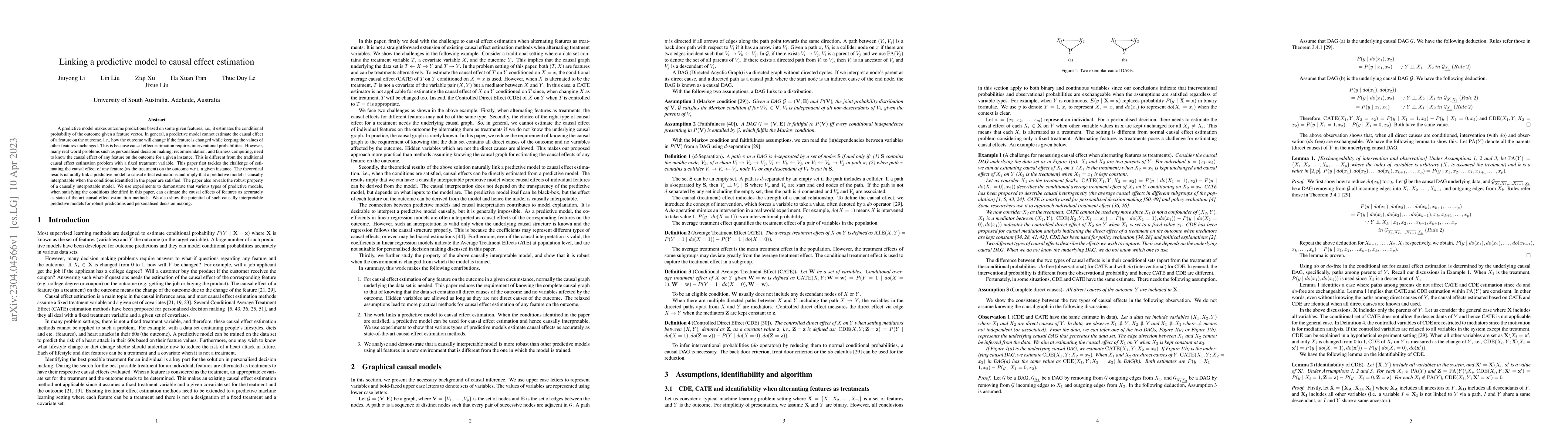 Thumbnail for Linking a predictive model to causal effect estimation