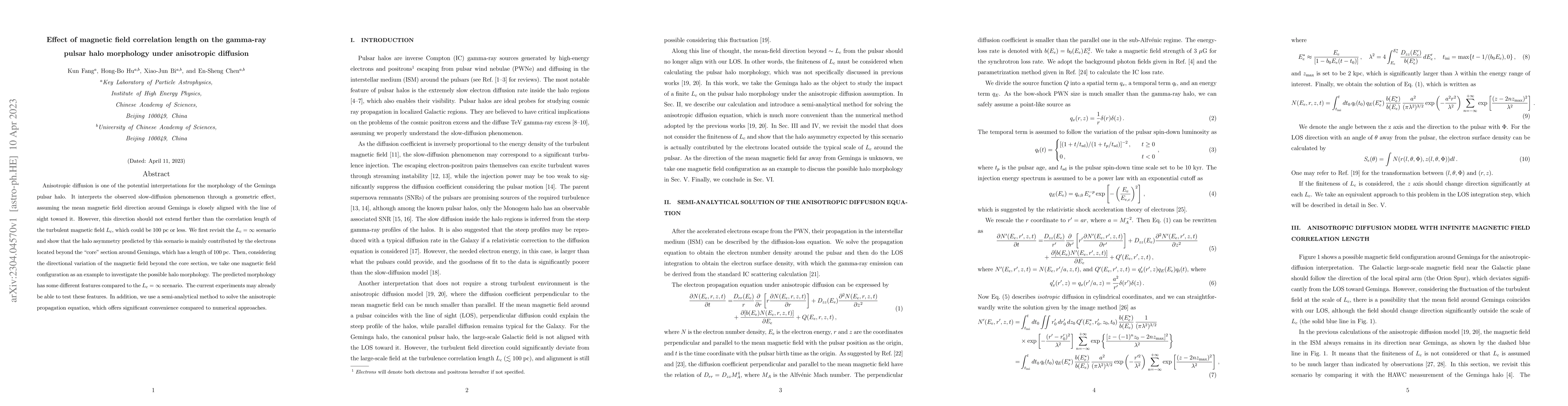 Thumbnail for Effect of magnetic field correlation length on the gamma-ray pulsar halo
  morphology under anisotropic diffusion