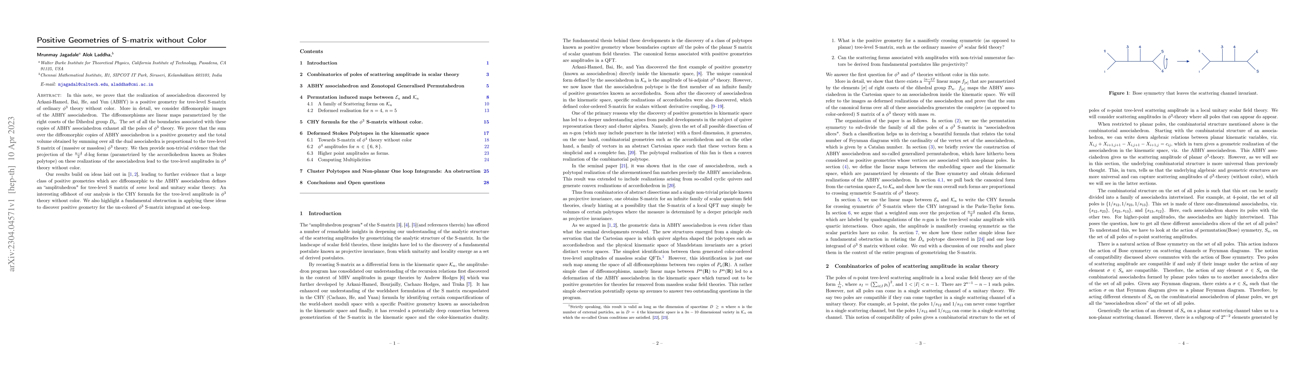Thumbnail for Positive Geometries of S-matrix without Color