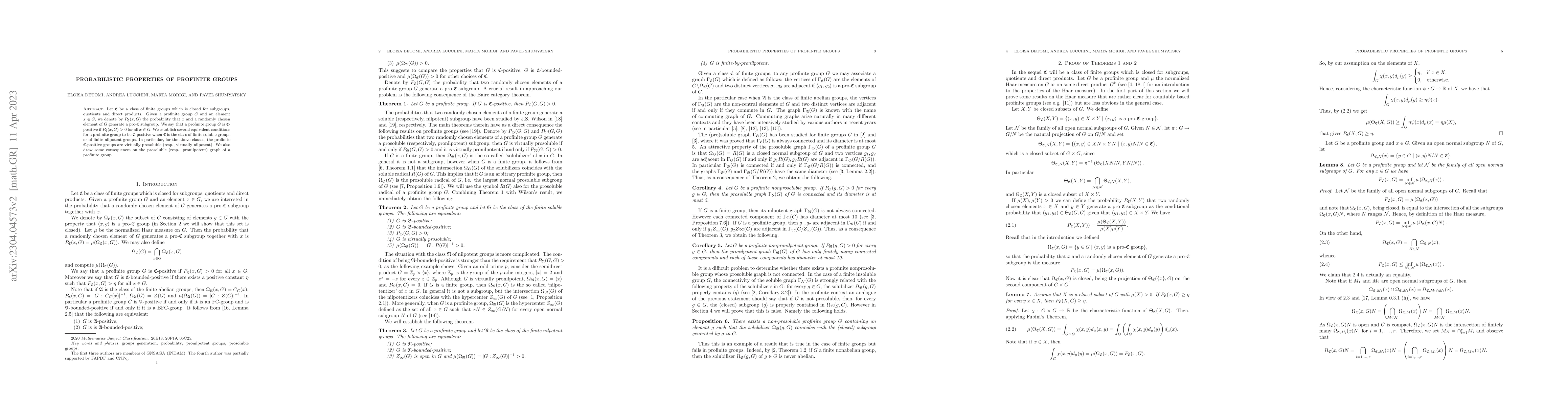 Thumbnail for Probabilistic properties of profinite groups