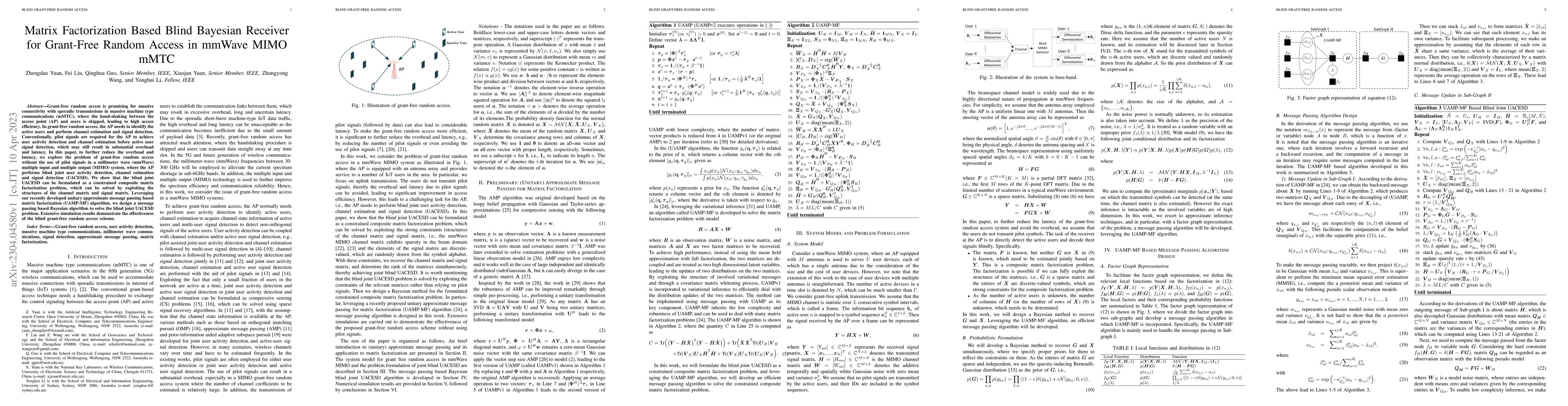 Thumbnail for Matrix Factorization Based Blind Bayesian Receiver for Grant-Free Random
  Access in mmWave MIMO mMTC