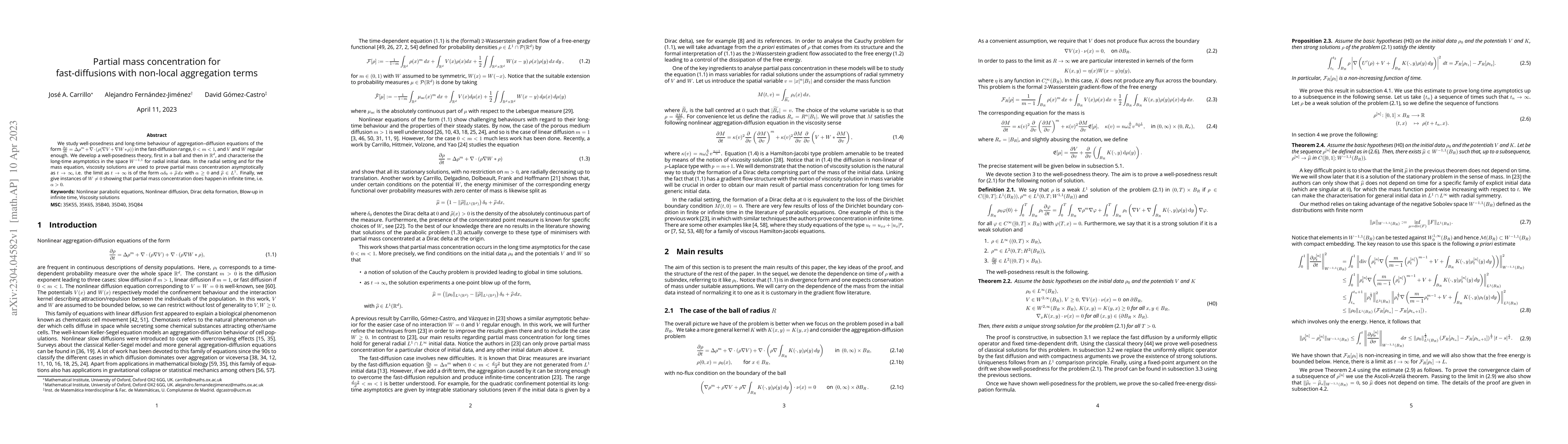 Thumbnail for Partial mass concentration for fast-diffusions with non-local
  aggregation terms