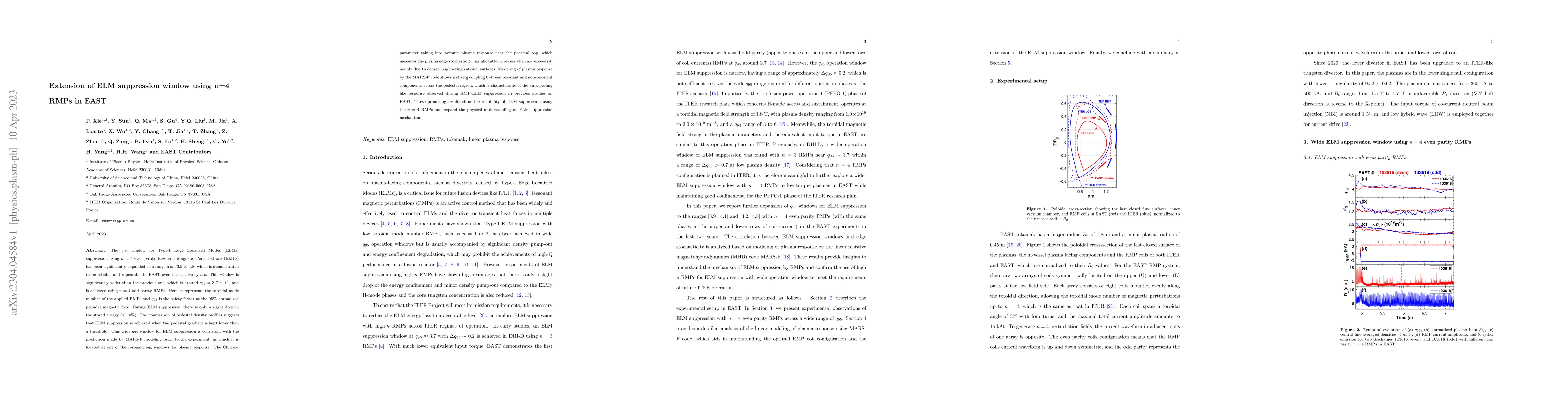 Thumbnail for Extension of ELM suppression window using n=4 RMPs in EAST