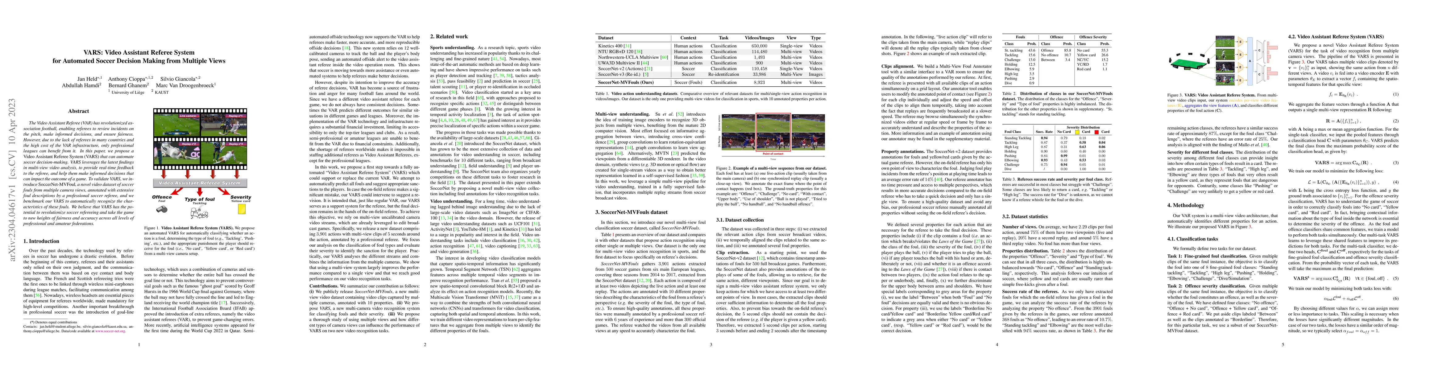 Thumbnail for VARS: Video Assistant Referee System for Automated Soccer Decision
  Making from Multiple Views