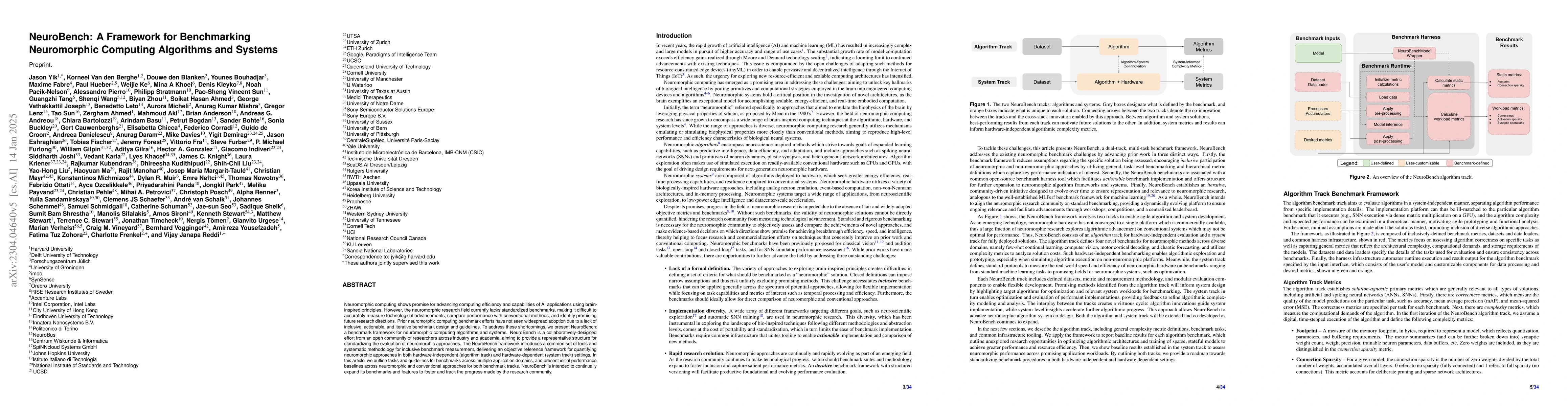 Thumbnail for NeuroBench: A Framework for Benchmarking Neuromorphic Computing
  Algorithms and Systems