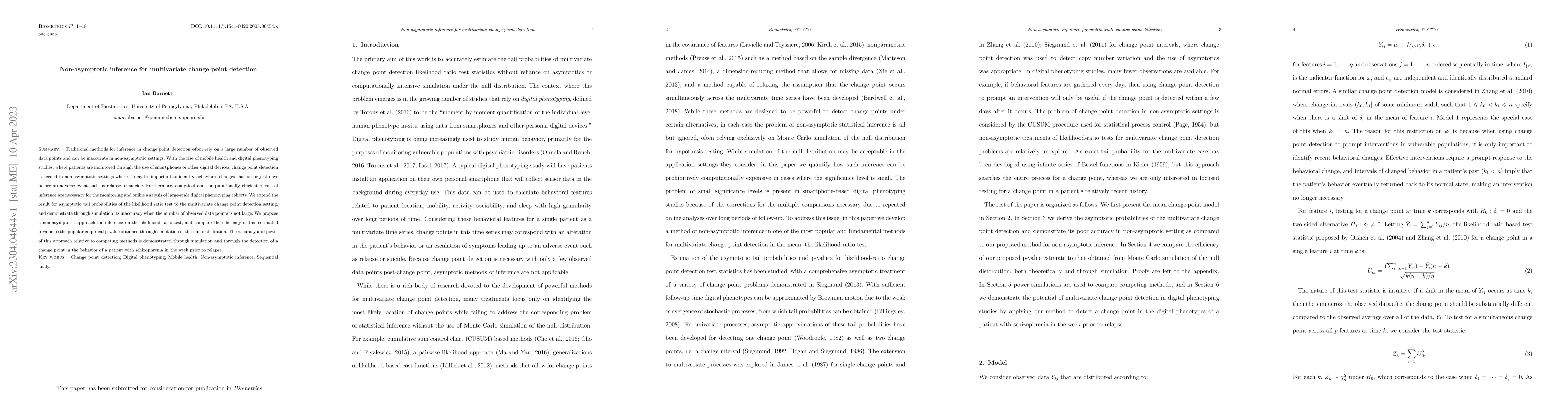 Thumbnail for Non-asymptotic inference for multivariate change point detection