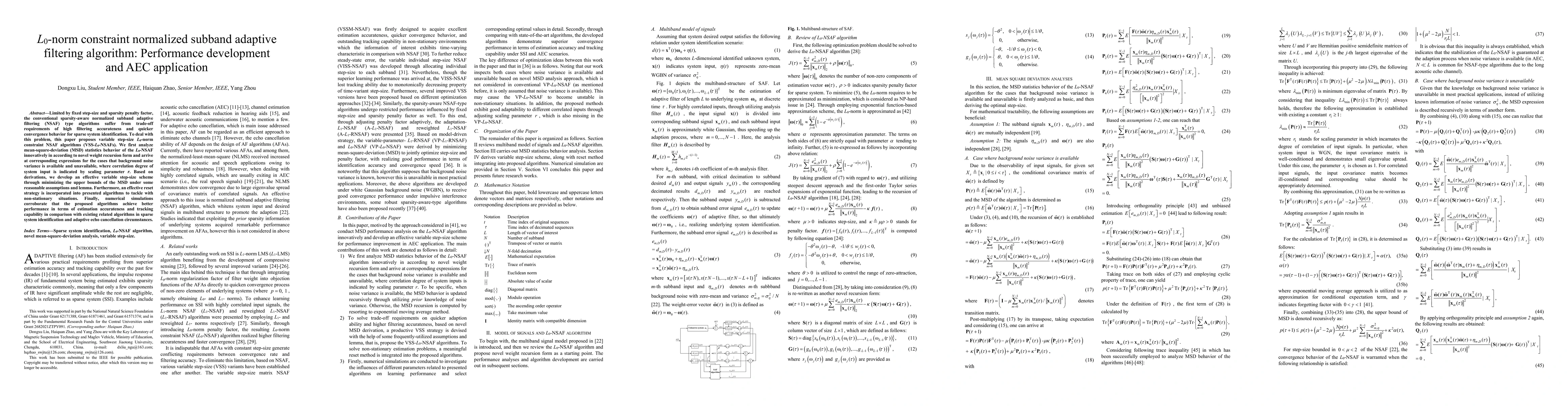 Thumbnail for L0-norm constraint normalized subband adaptive filtering algorithm:
  Performance development and AEC application