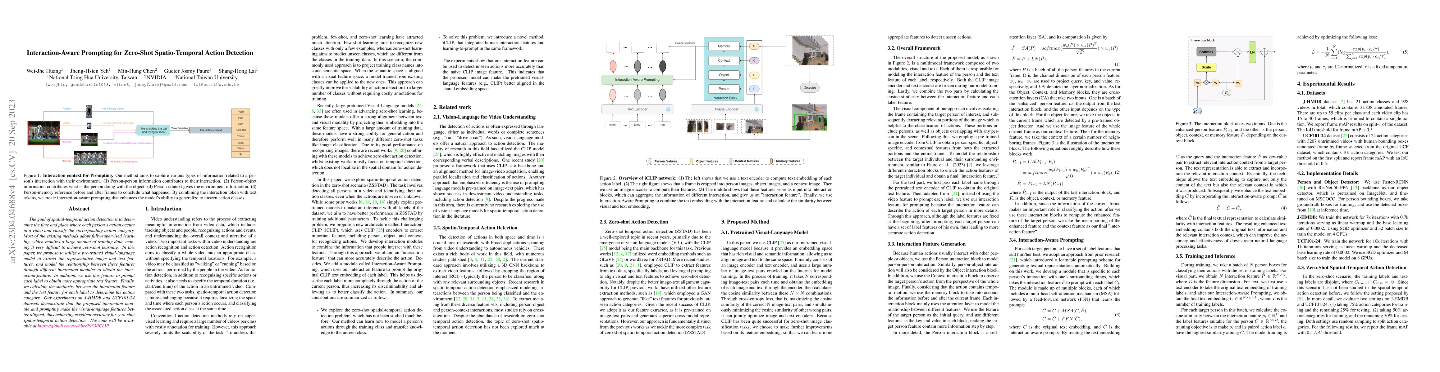 Thumbnail for Interaction-Aware Prompting for Zero-Shot Spatio-Temporal Action
  Detection