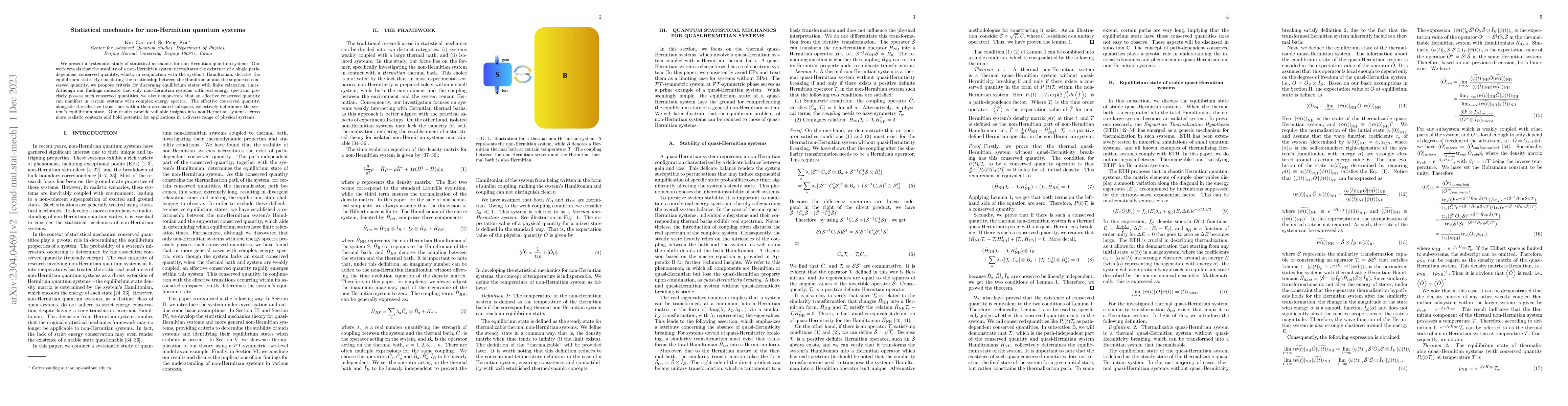 Thumbnail for Statistical mechanics for non-Hermitian quantum systems